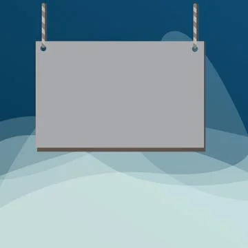 Wooden board sign, rectangle shape empty frame fixed on colorful surface by two Stock Illustration
