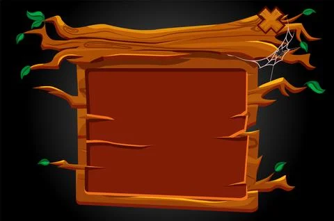 Wooden board UI interface for the game. Stock-Illustration