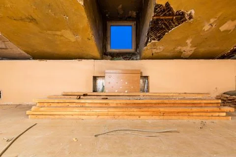 Wooden boards are preparing for installing wooden floor  in apartment that i Stock Photos