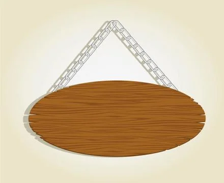 Wooden boards with chain for messages, vector illustration Stock Illustration
