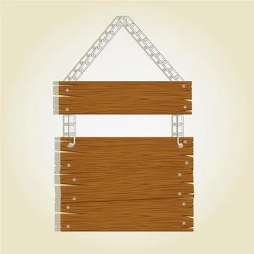 Wooden boards with chain for messages, vector illustration Stock Illustration