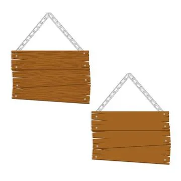 Wooden boards with chain for messages, vector illustration Stock Illustration