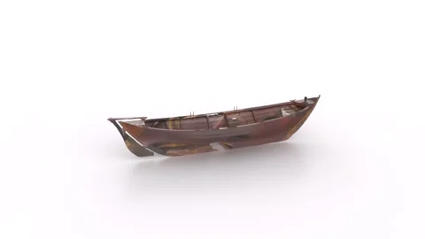 Wooden Boat rotating in loop on white background 스톡 동영상 271006708