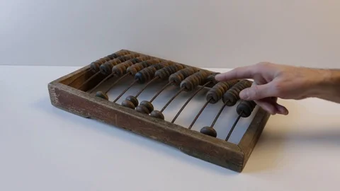 Wooden bone abacus. White background Stock Footage 119916043