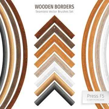 Wooden Borders Vector Brushes Stock Illustration