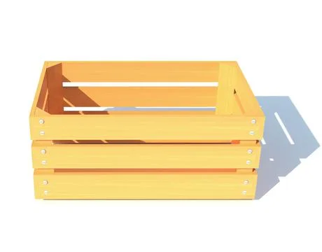 Wooden box container 3d render illustration Illustrazione stock