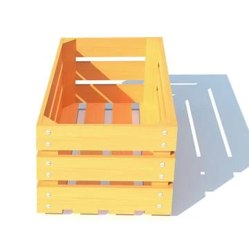 Wooden box container 3d render illustration Stock Illustration