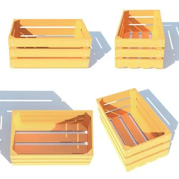 Wooden box container 3d render illustration Stock Illustration