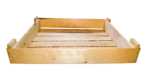 Wooden box empty isolated. case of wooden boards for vegetables and fruits Stock Photos