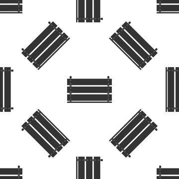 Wooden box icon seamless pattern on white background. Grocery basket, storehouse Stock Illustration