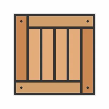 Wooden Box icon vector image. Illustrazione stock