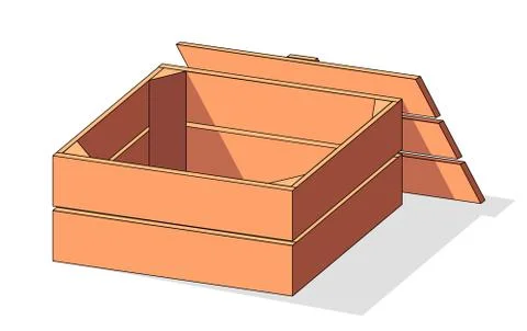 Wooden box isometric vector icon. Pallets fruits and vegetables transportation Stock Illustration