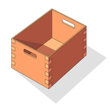 Wooden box isometric vector icon. Pallets fruits and vegetables transportation Stock Illustration