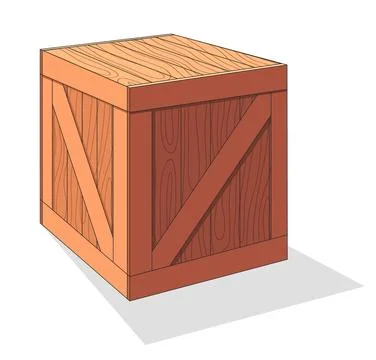 Wooden box isometric vector icon. Pallets fruits and vegetables transportation Stock Illustration