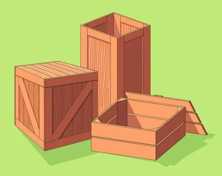 Wooden box isometric vector set icon. Pallets fruits and vegetables イラスト素材