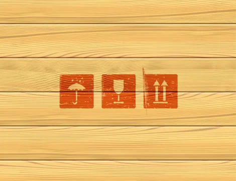 Wooden box panels simple vector icons set Stock Illustration