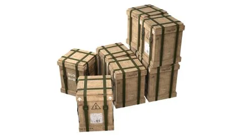 Wooden Boxes 3D Stock Illustration