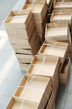 Wooden boxes Stock Photos