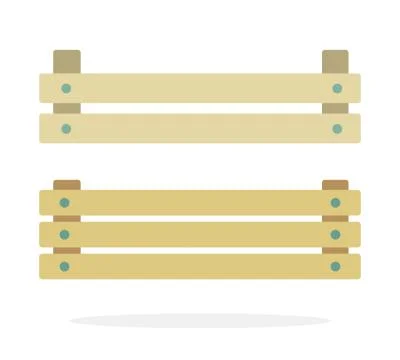Wooden boxes for storing vegetables flat isolated Stock Illustration