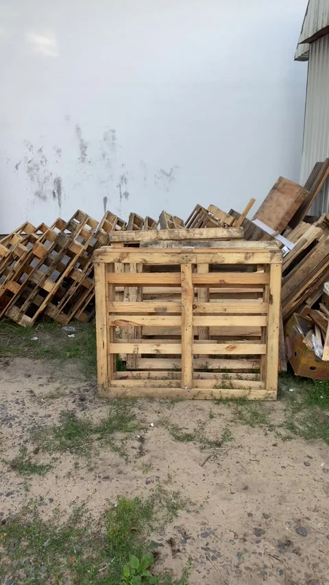 Wooden Boxes. Vertical video Stock Footage 281514971