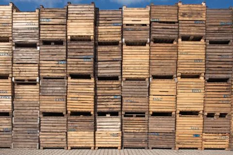 Wooden boxes wall Stock Photos