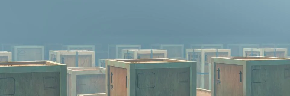 Wooden boxes in a warehouse Stock Illustration
