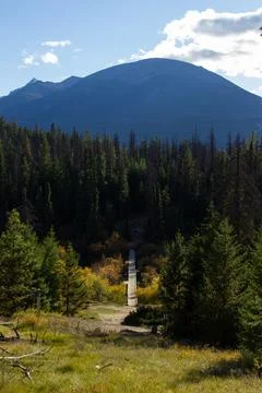 Wooden bridge to cross the five lakes of Canada. Stock Photos
