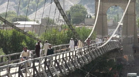 Wooden bridge in Gilgit Video stock 5090499
