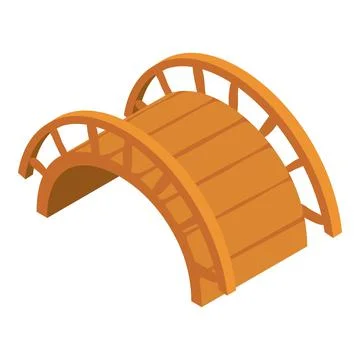 Wooden bridge icon isometric vector. New small empty wooden bridge with railing Stock Illustration