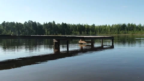 Wooden bridge on the lake. Stock Footage 204855893