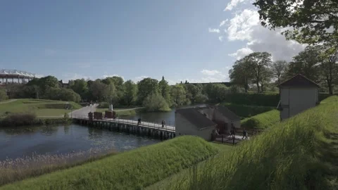 Wooden bridge over the moat below Kastellet's ramparts Stock Footage 341288901