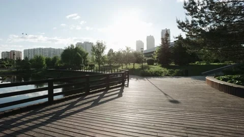 Wooden bridge over a stream 스톡 동영상 197746751