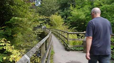 Wooden bridge in Skipton Stock Footage 43506202