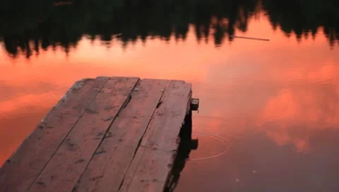 Wooden bridge at sunset Stock Footage 7763756