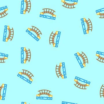 Wooden bridge vector seamless pattern Illustrazione stock