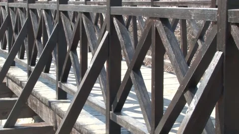 Wooden bridge in winter Stock Footage 143013889
