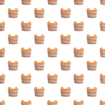 Wooden buckets seamless pattern for bath or sauna 스톡 일러스트