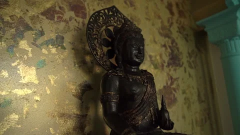 Wooden Buddha Statue in Temple Stock Footage 272748732