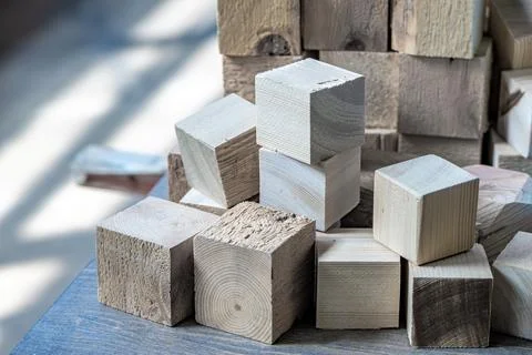 Wooden Building Blocks for Creative Projects Stock Photos