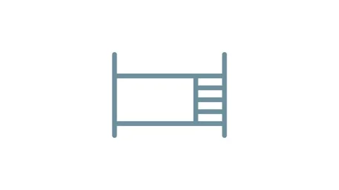 A wooden bunk bed featuring two stacked beds and a sturdy ladder for access.. Stock Footage 332984049