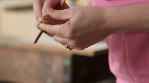 Wooden button Video stock 104970302