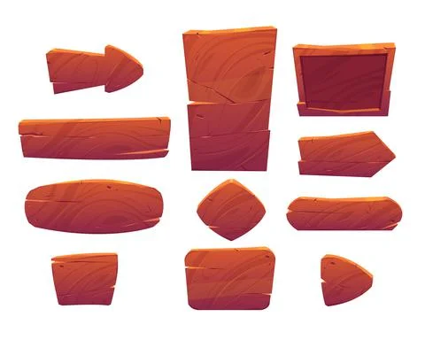 Wooden buttons and boards for ui game Illustrazione stock