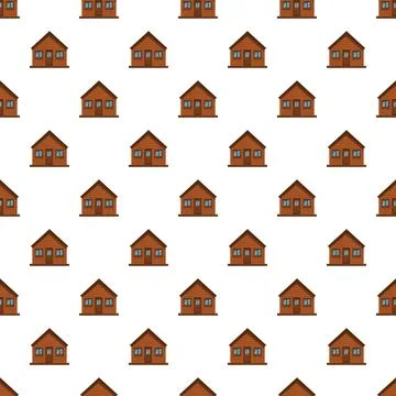 Wooden cabins creating seamless pattern on white background Illustrazione stock