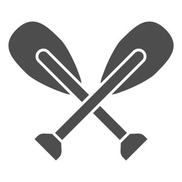 Wooden canoe paddle solid icon, nautical concept, Oars sign on white background イラスト素材