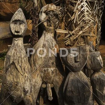 Wooden Carvings In Human Likeness Stock Photos