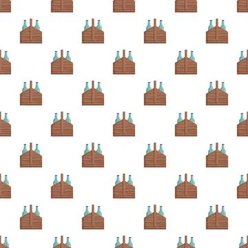 Wooden case pattern with beverage bottles Illustrazione stock