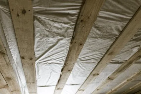 The wooden ceiling as background Stock Photos