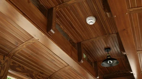 Wooden ceiling of an old tram Video stock 114214539