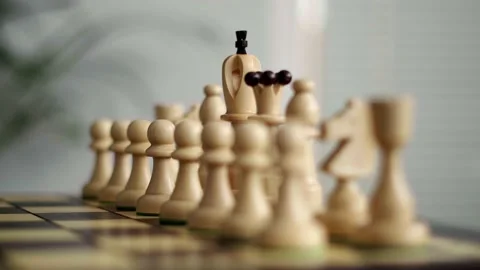 Wooden chess with blurred background Stock Footage 226745077