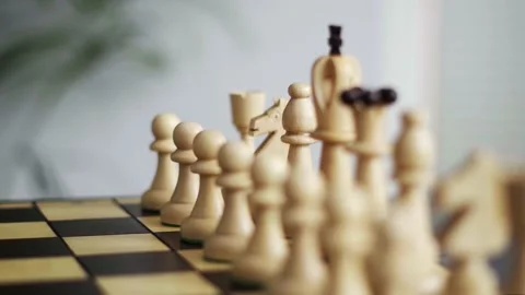 Wooden chess with blurred background Stock Footage 226745130